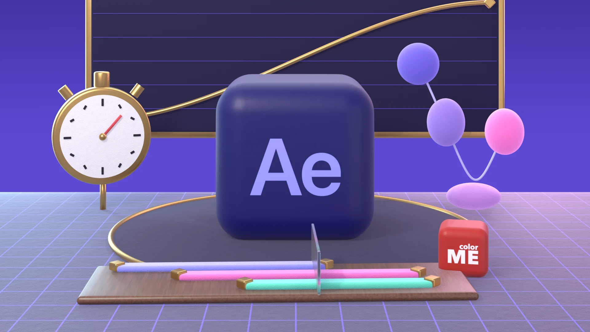 Hình 3D minh hoạ khoá học After Effects