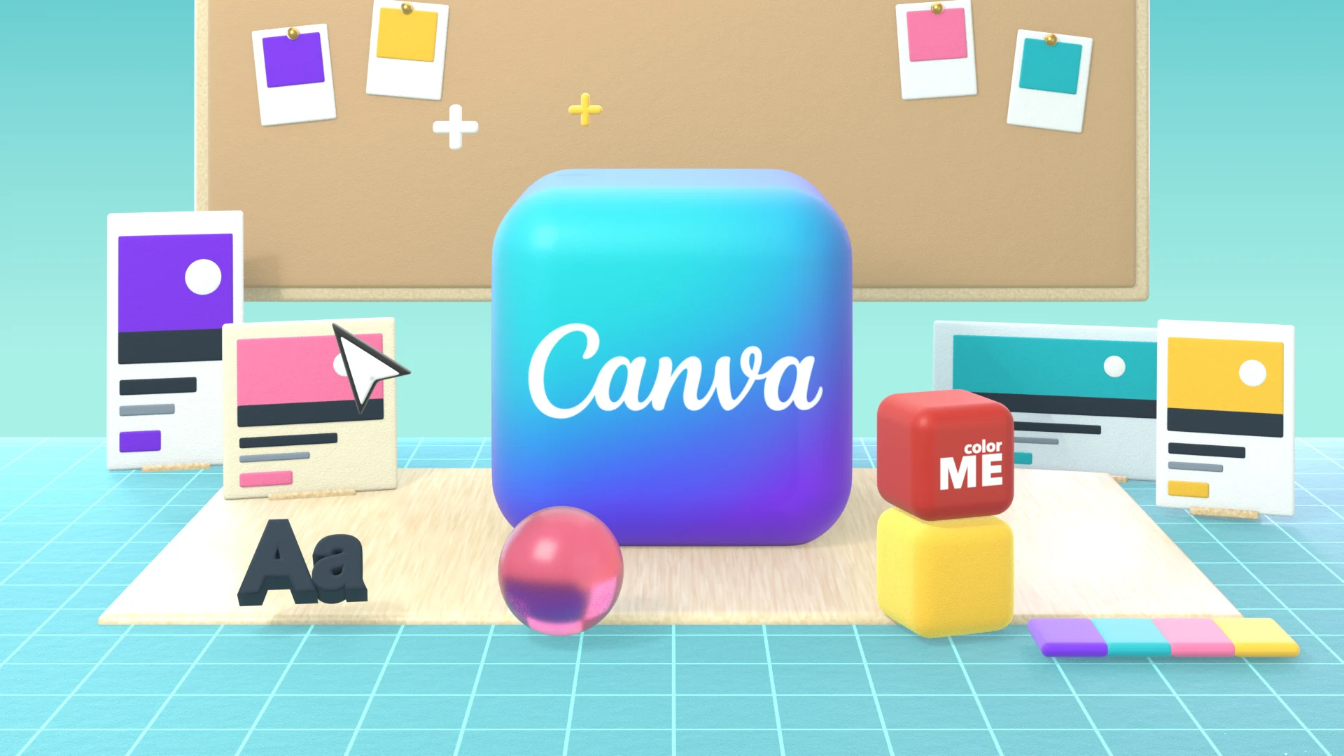 Hình 3D minh hoạ khoá học Canva