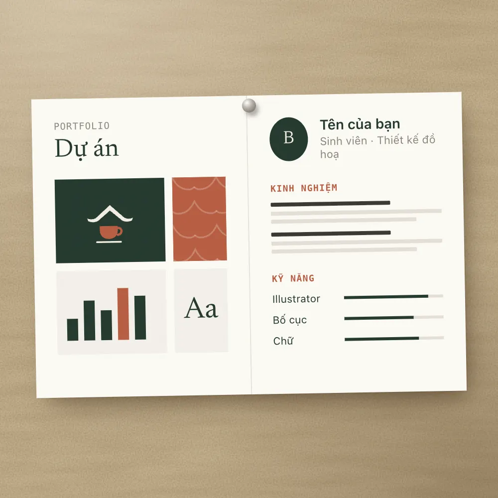Trang portfolio dự án bên cạnh CV