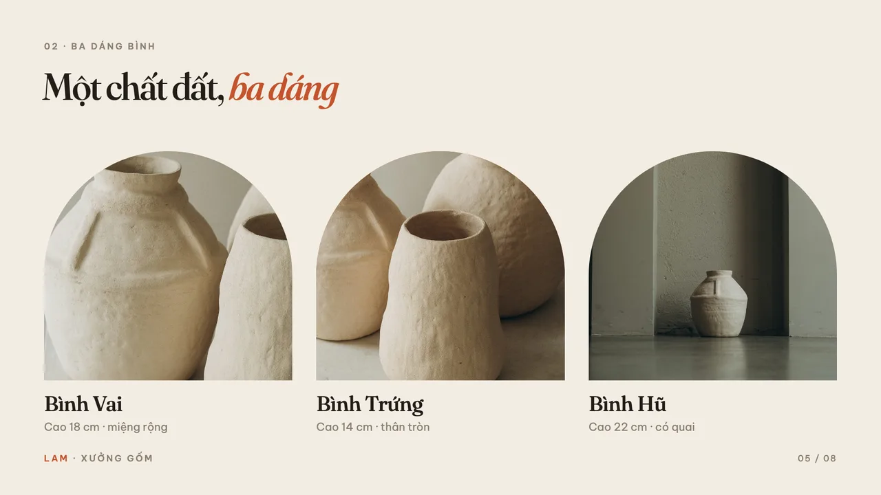 Slide giới thiệu ba sản phẩm, mỗi sản phẩm một ảnh trong khung vòm