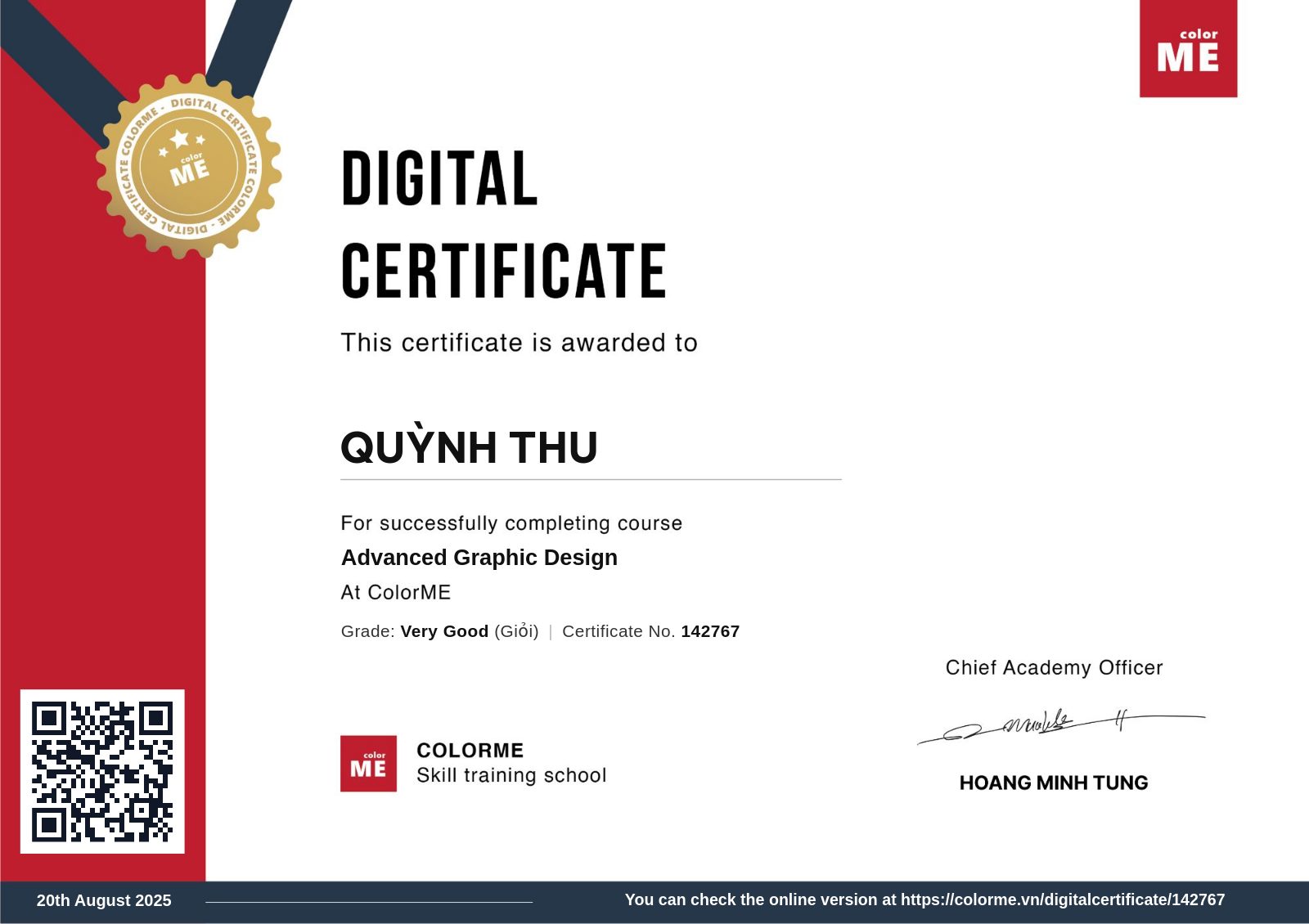 Chứng chỉ Thiết kế chuyên sâu của Quỳnh Thu