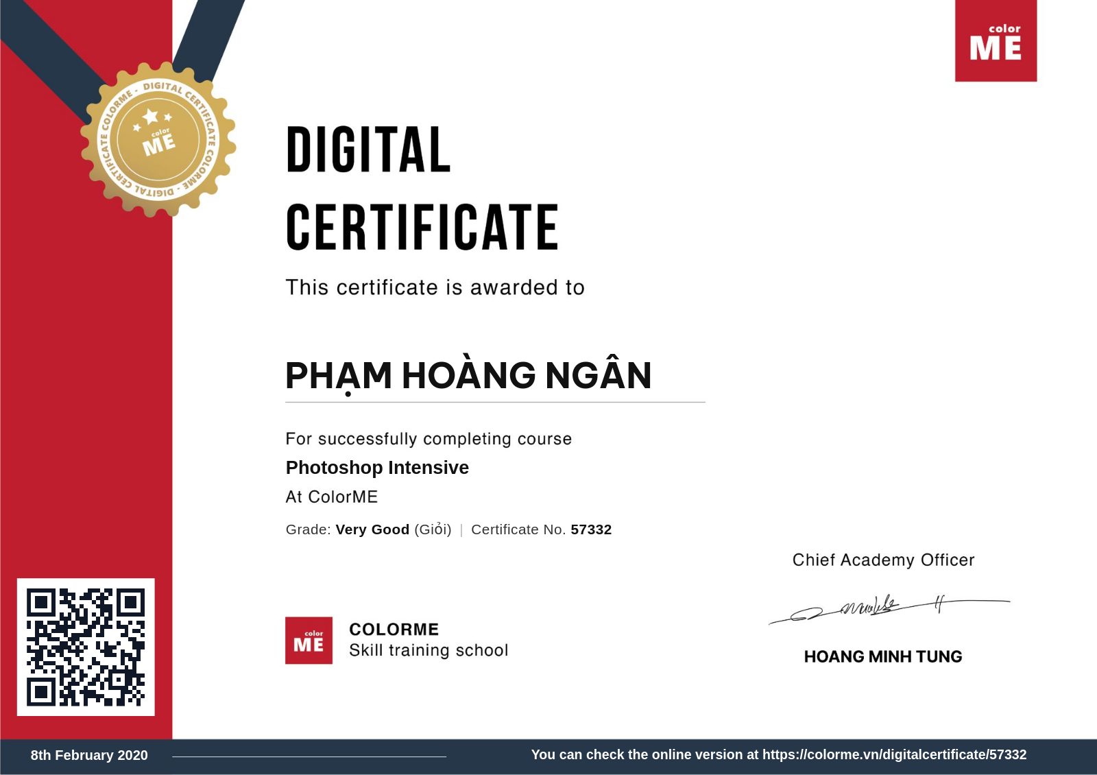 Chứng chỉ Photoshop Cấp tốc của Phạm Hoàng Ngân