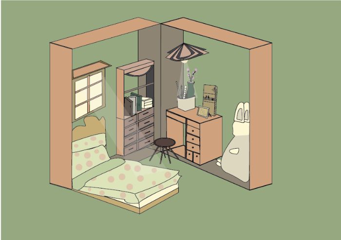 Thiết kế căn phòng không gian Isometric