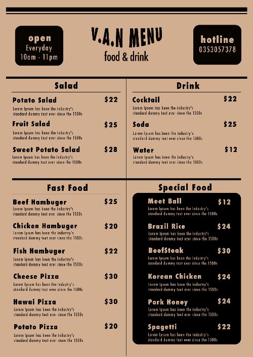 MENU - LAYOUT
