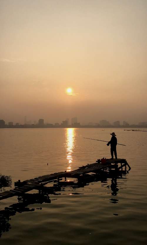 West Lake and sunset