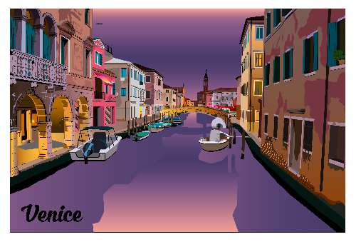 Venice twilight postcard w/ gradient