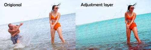 Ảnh trước và sau khi sử dụng Adjustment Layer và Blending mode