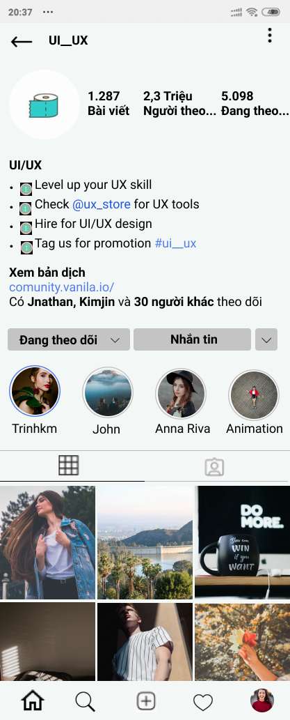 Thiết kế lại Instagram