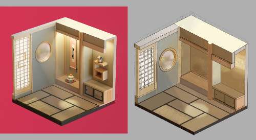 ISOMETRIC PHÒNG KIỂU NHẬT