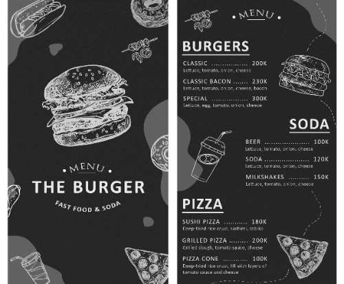 Menu The Burger - Fast Food and Soda