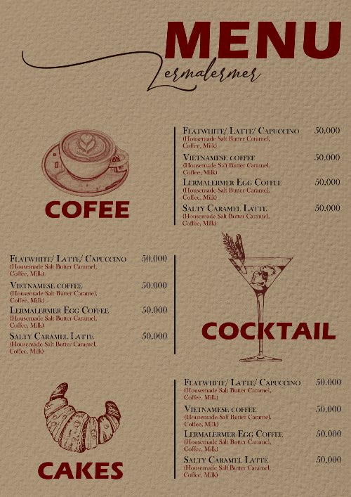 Menu Lermalermer
