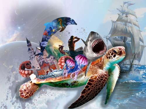 Flying Turtle among the galaxy