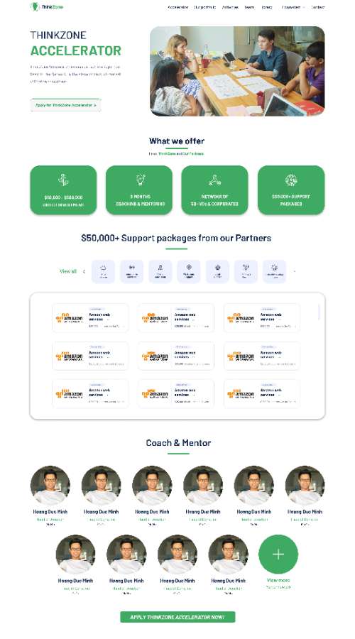BẢO MINH - Landing page chương trình Accelerator của quỹ đầu tư ThinkZone