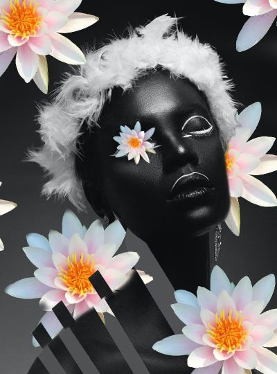 Black and flowers