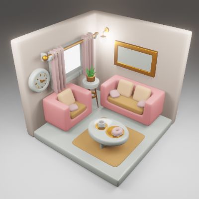 Một chiếc nhà 3D cute hột me phối Pastel mix Gold