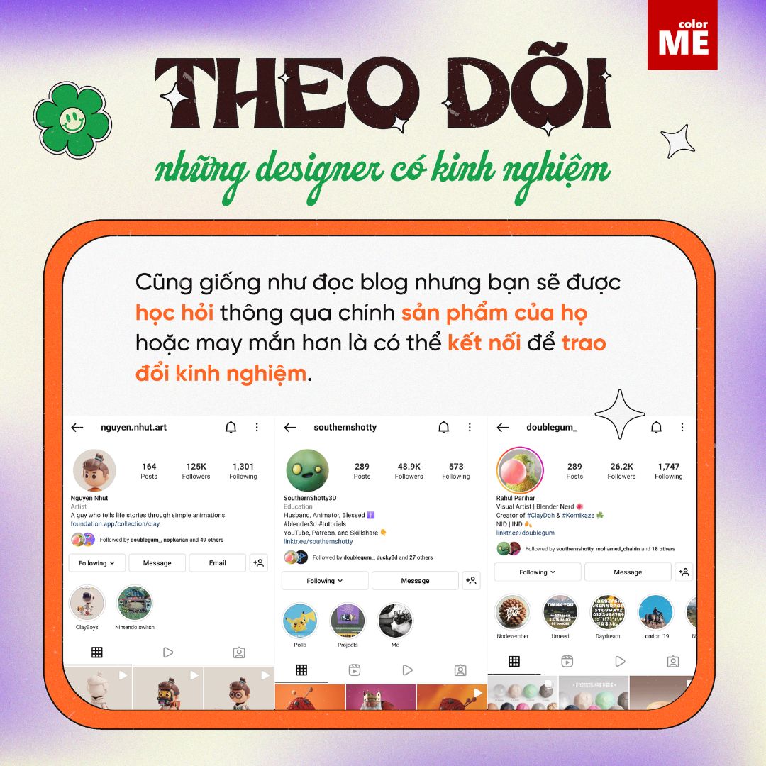 Follow những bậc tiền bối trong làng design là cách mà giới trẻ hay làm để tìm cảm hứng thiết kế
