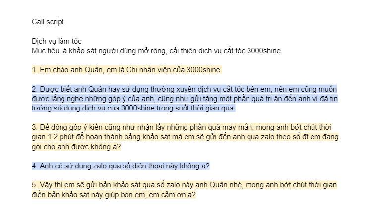 Call script