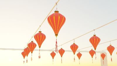 Đèn lồng đỏ treo cao