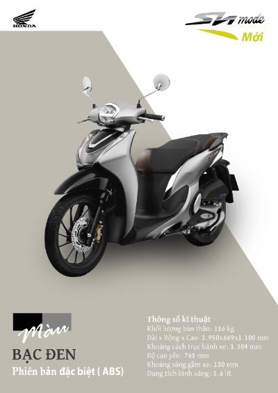 Poster quảng cáo Xe SH MODE màu bạc đen mới năm 2022