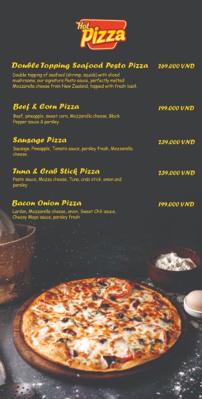 menu hot pizza