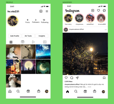 Redesign 2 màn hình Newsfeed & Profile của Instagram