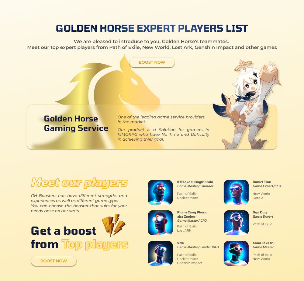 Golden Horse Gaming Booster Landing Page