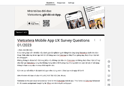 Vietcetera Mobile UX Survey 01/23
