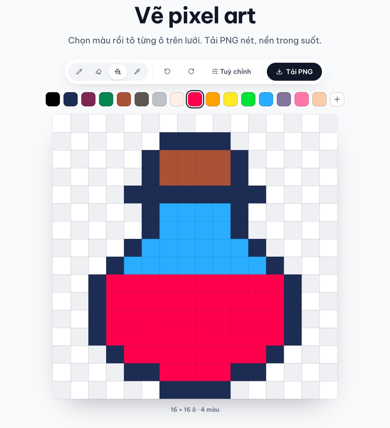 Lọ thuốc pixel art sau khi đổ màu phẳng trong công cụ Vẽ pixel art