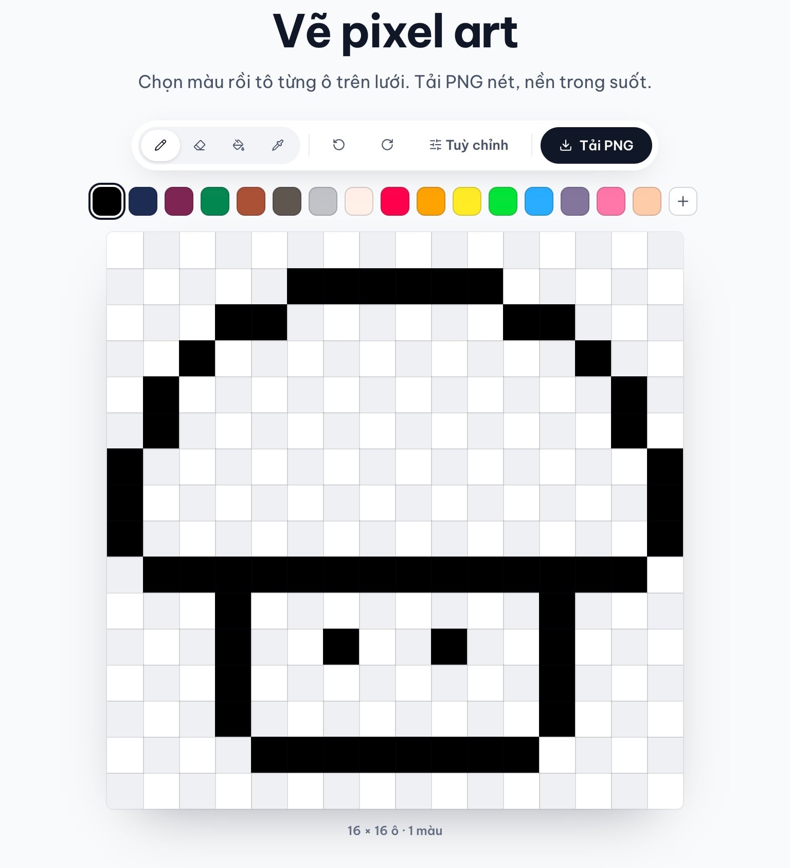 Viền cây nấm pixel art vẽ bằng chế độ Vẽ đối xứng trái phải