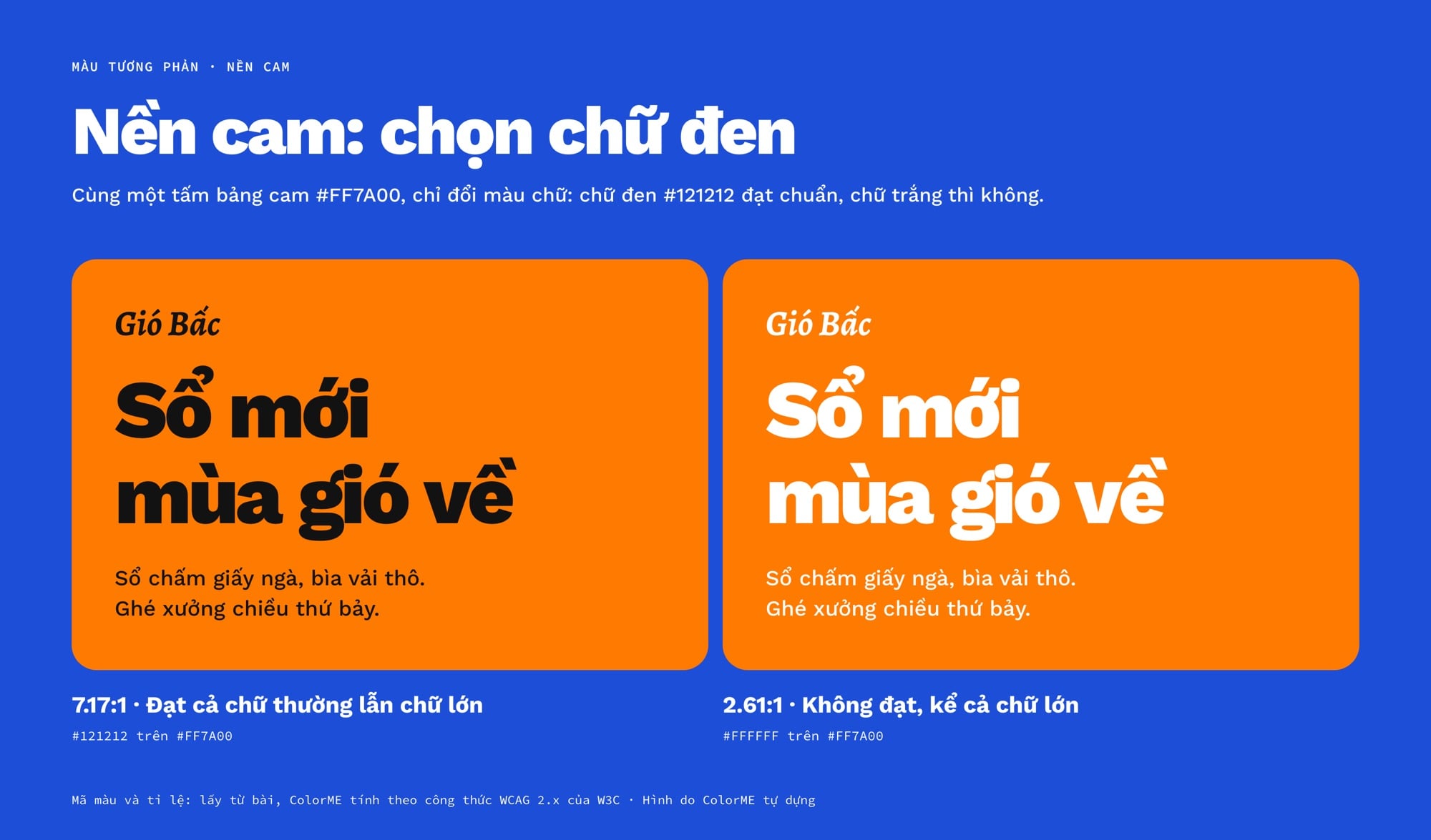 Hai tấm bảng màu cam giống hệt nhau của một xưởng sổ tự đặt tên, một tấm chữ đen đạt chuẩn, một tấm chữ trắng không đạt