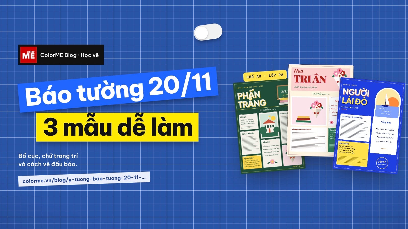 image - Ý tưởng báo tường 20/11: bố cục, chữ trang trí, cách vẽ đầu báo