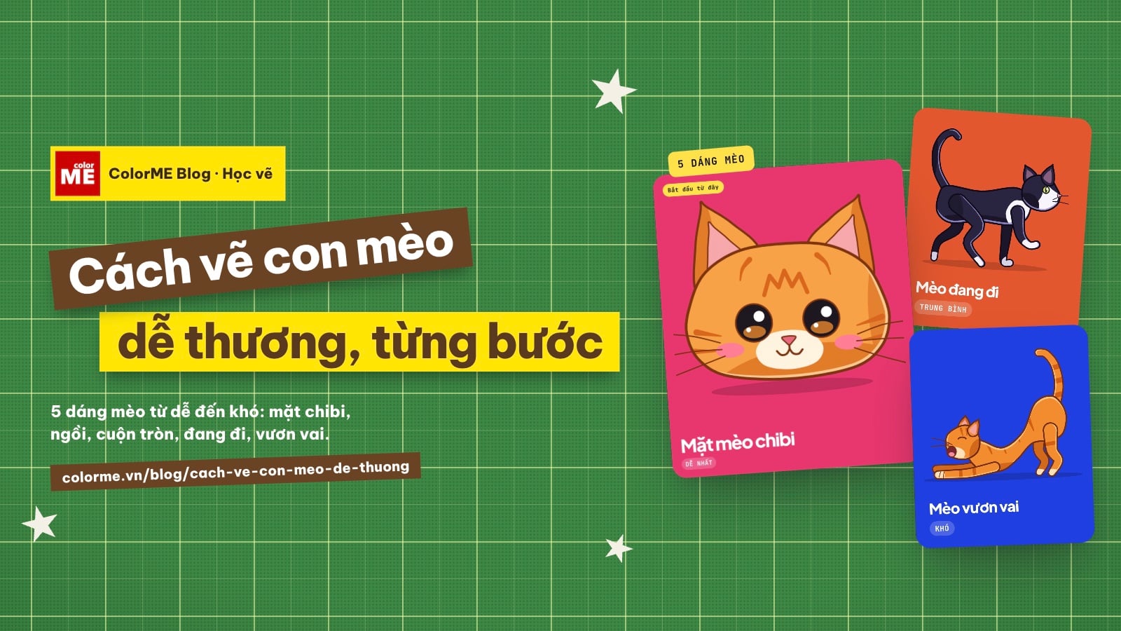 image - Cách vẽ con mèo dễ thương: 5 dáng mèo từng bước