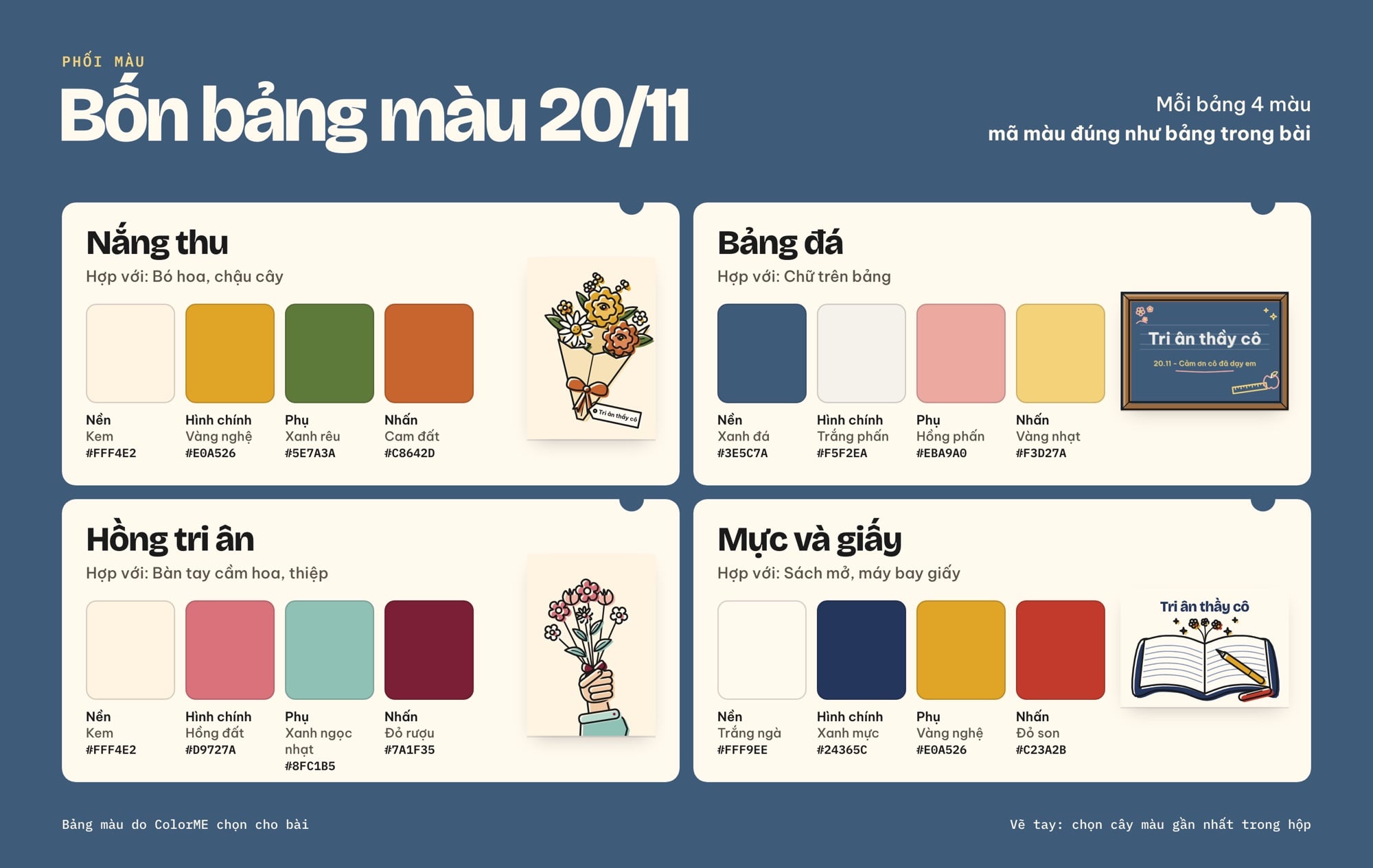 Bảng màu cho tranh vẽ 20/11