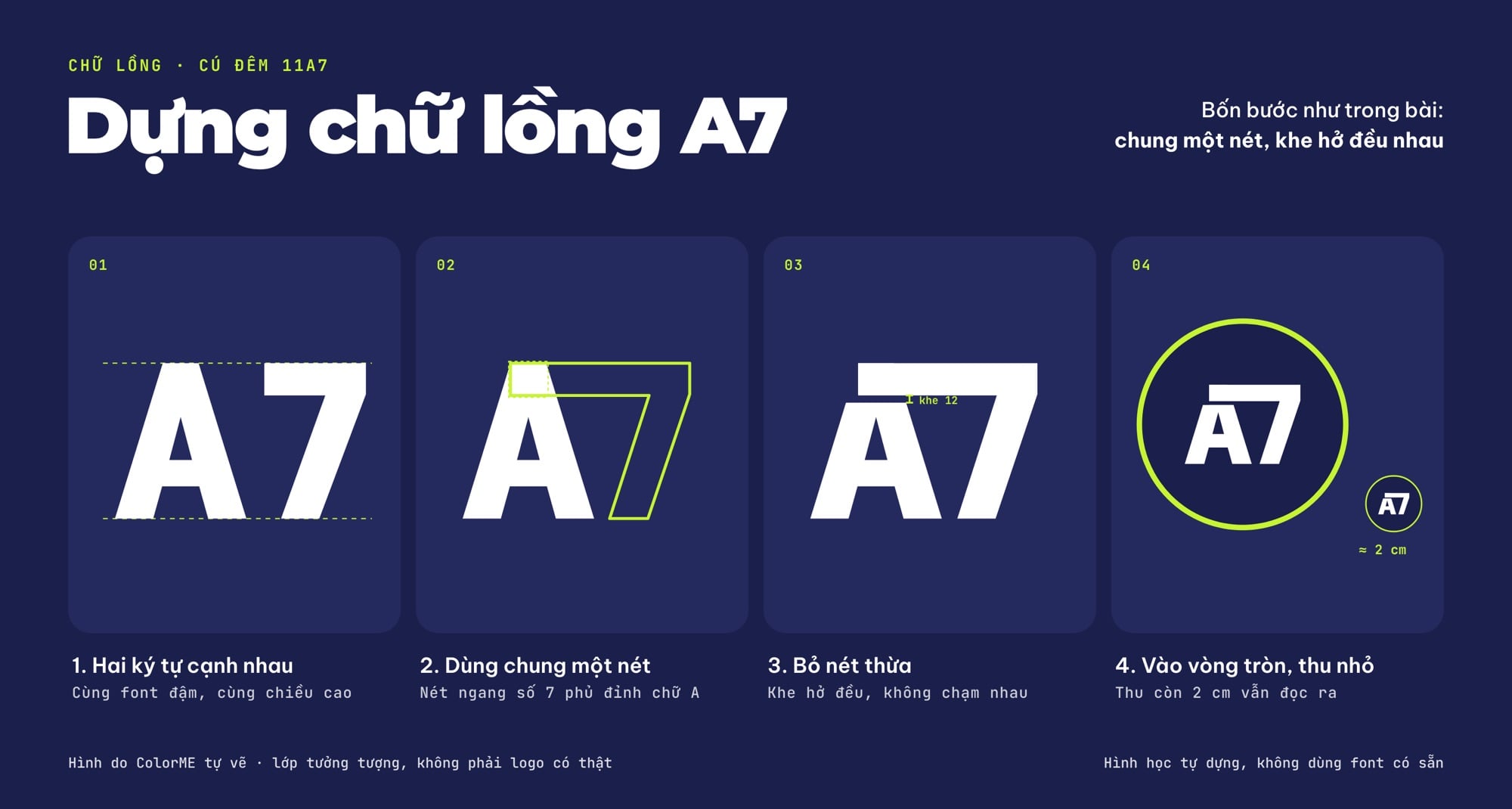 Cách dựng chữ lồng A7 cho logo lớp