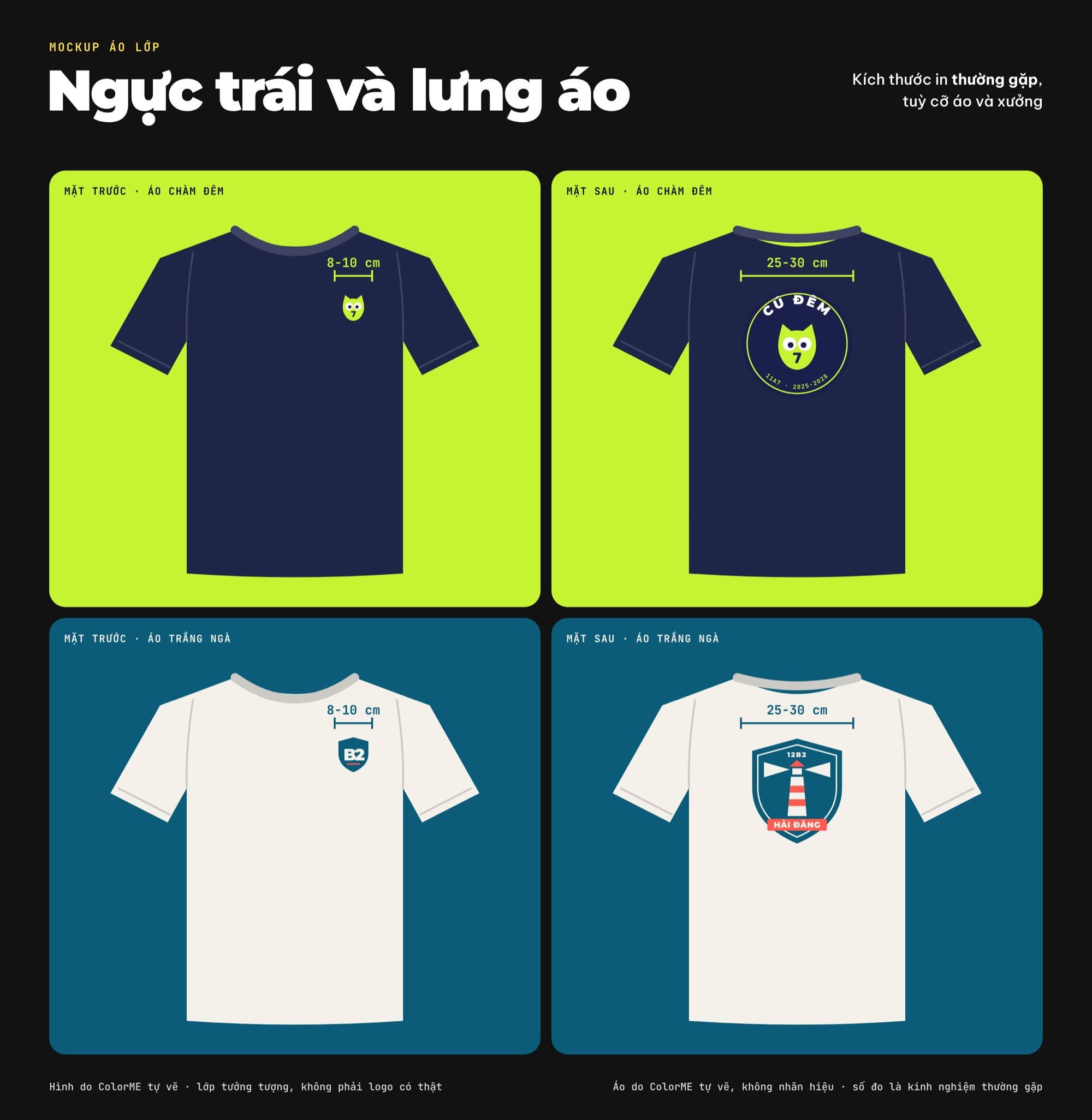 Mockup áo lớp với logo ngực trái và lưng áo