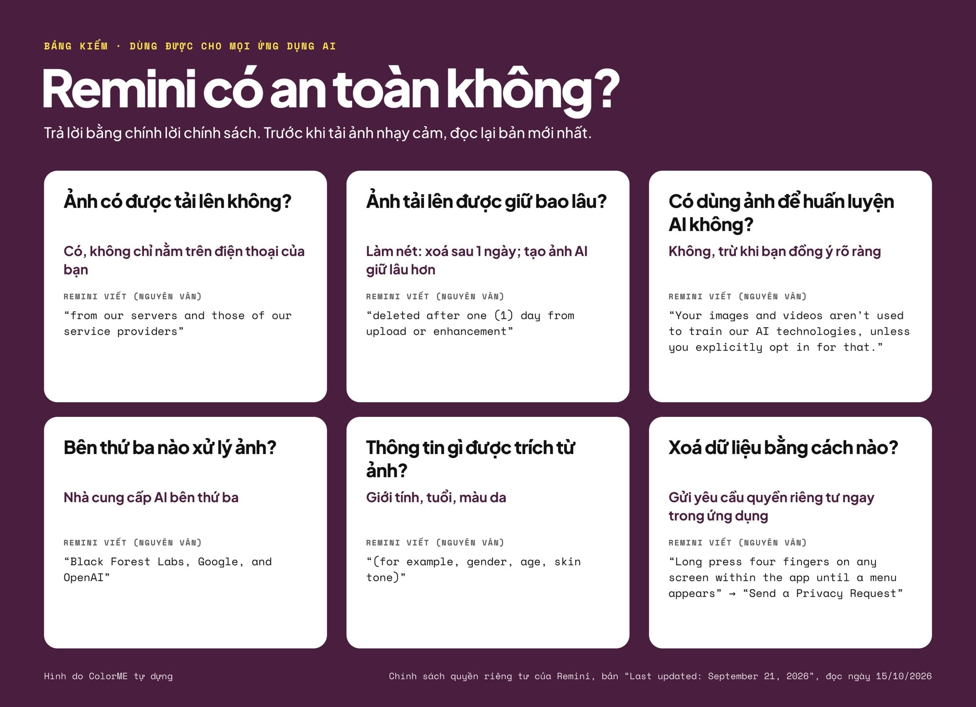 Bảng kiểm quyền riêng tư trước khi tải ảnh lên ứng dụng AI
