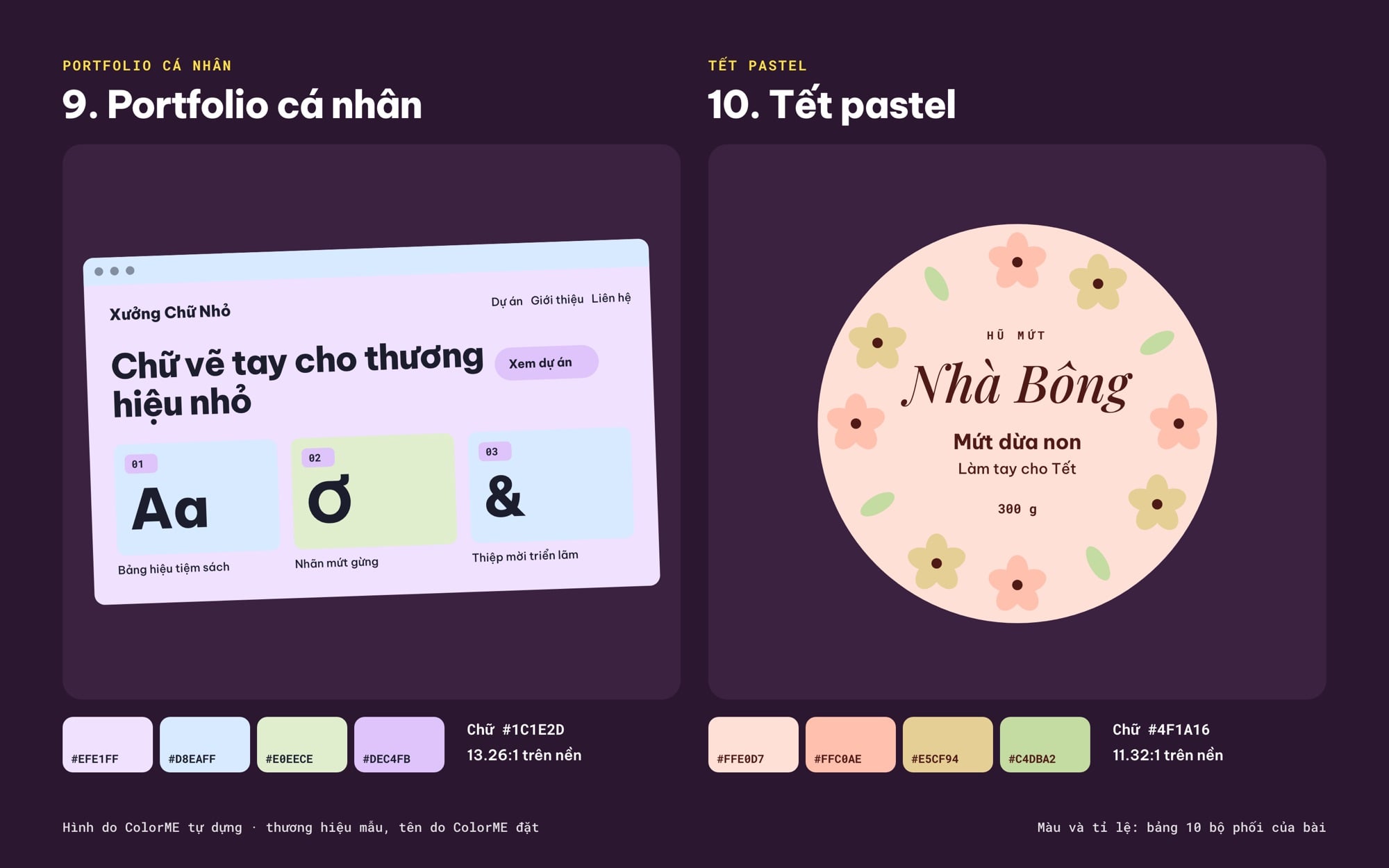 Bộ màu pastel portfolio và Tết áp dụng cho thiết kế mẫu