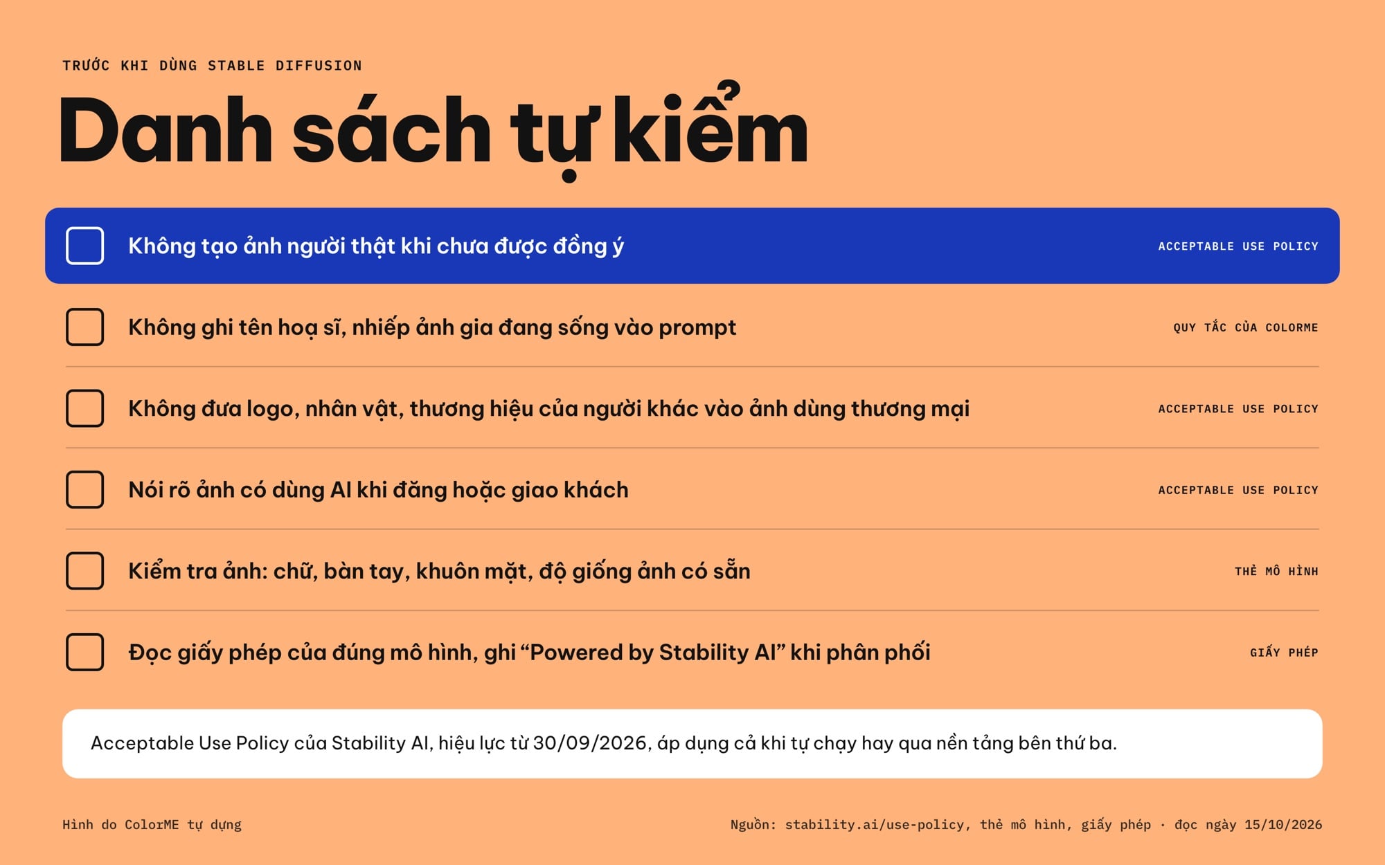 Danh sách tự kiểm khi dùng Stable Diffusion
