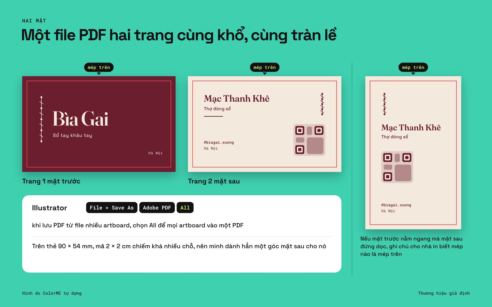 Dàn danh thiếp hai mặt thành file PDF hai trang