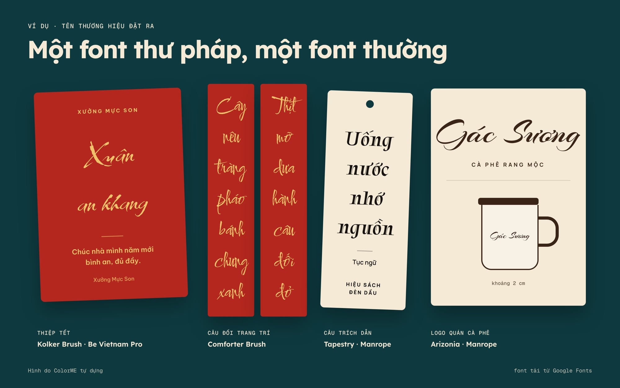 Font thư pháp dùng cho thiệp Tết, câu đối, trích dẫn và logo quán cà phê