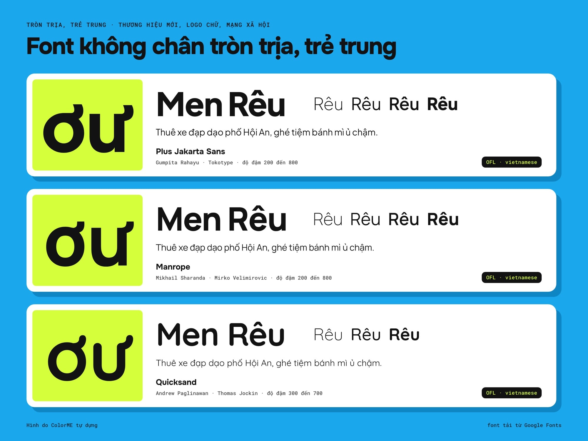 Font không chân tròn trịa có tiếng Việt: Plus Jakarta Sans, Manrope, Quicksand