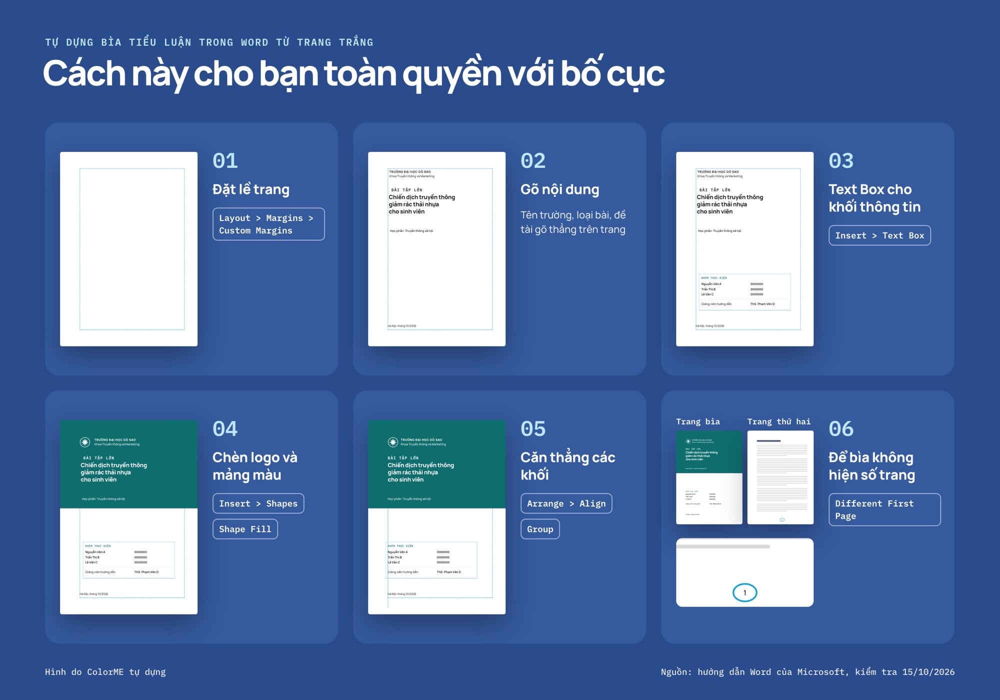Các bước tự làm bìa tiểu luận trong Word