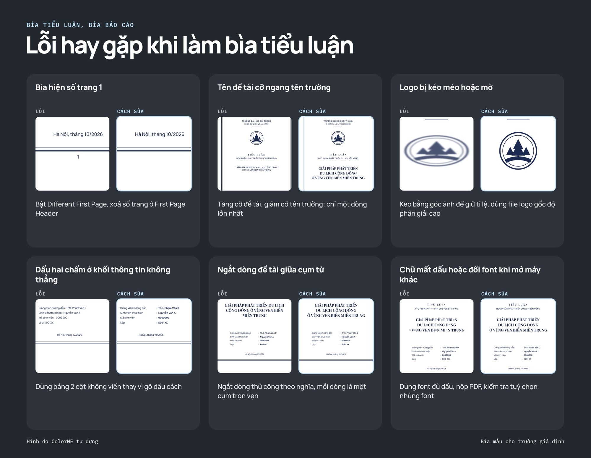 Lỗi hay gặp khi làm bìa tiểu luận và cách sửa