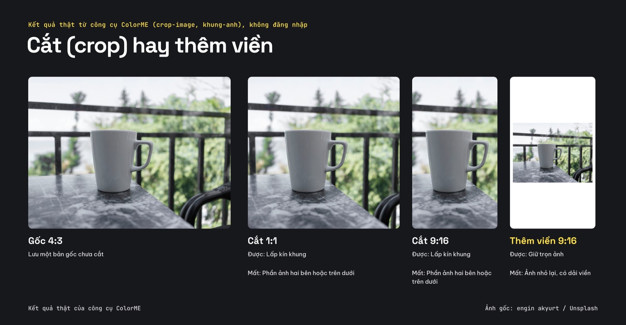 Cắt ảnh sang 9:16 so với thêm viền 9:16 bằng công cụ ColorME