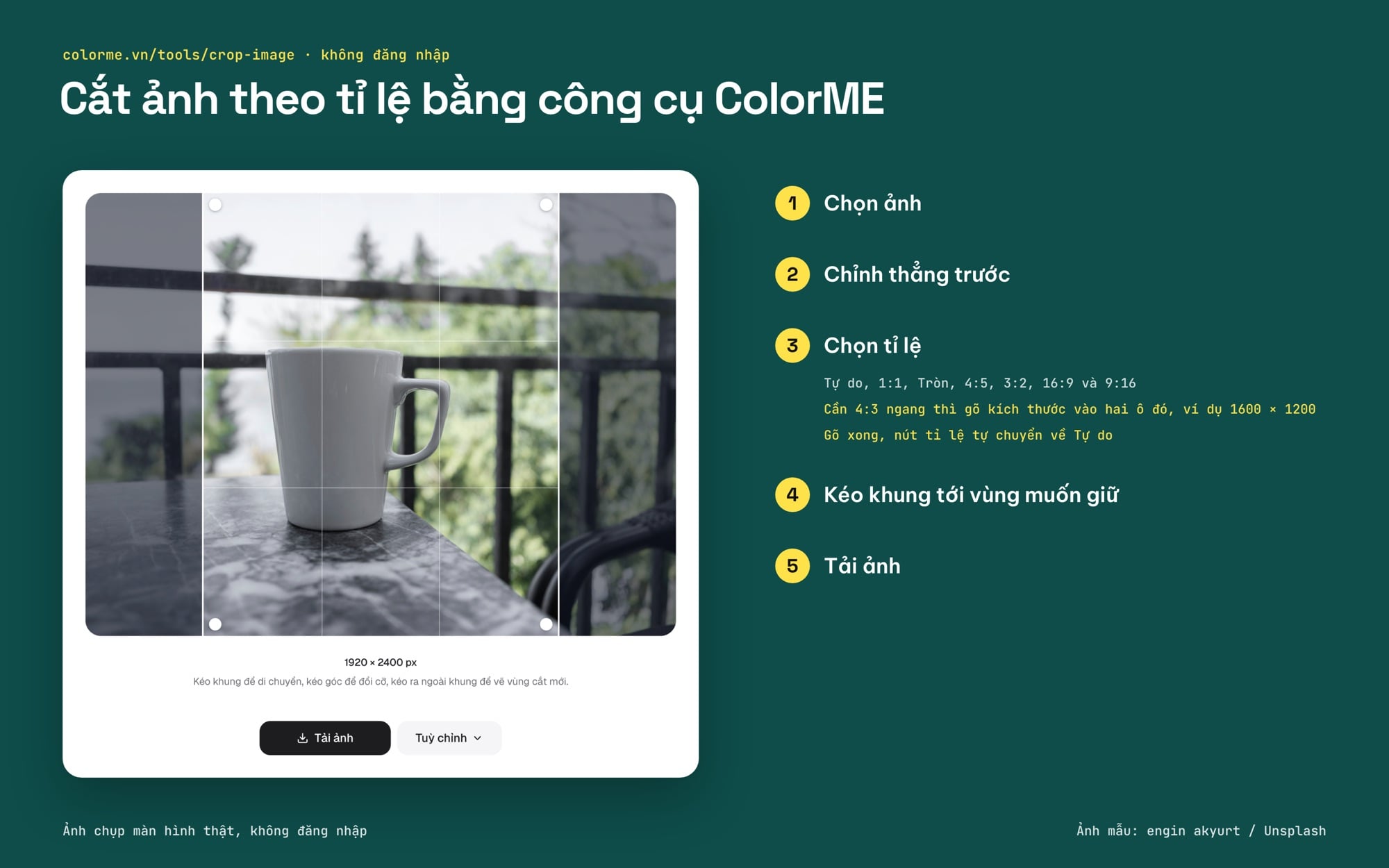 Cắt ảnh theo tỉ lệ 4:5 trên công cụ cắt ảnh ColorME