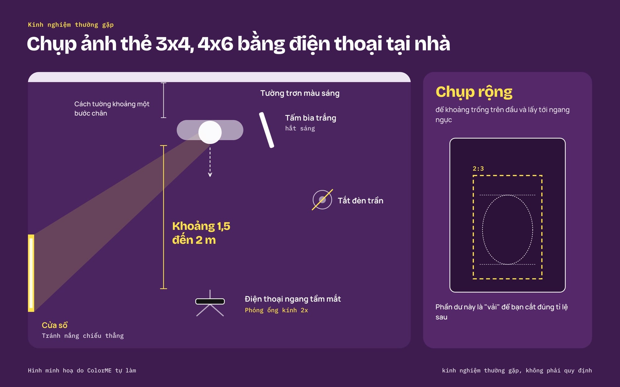 Cách bố trí chụp ảnh thẻ bằng điện thoại tại nhà