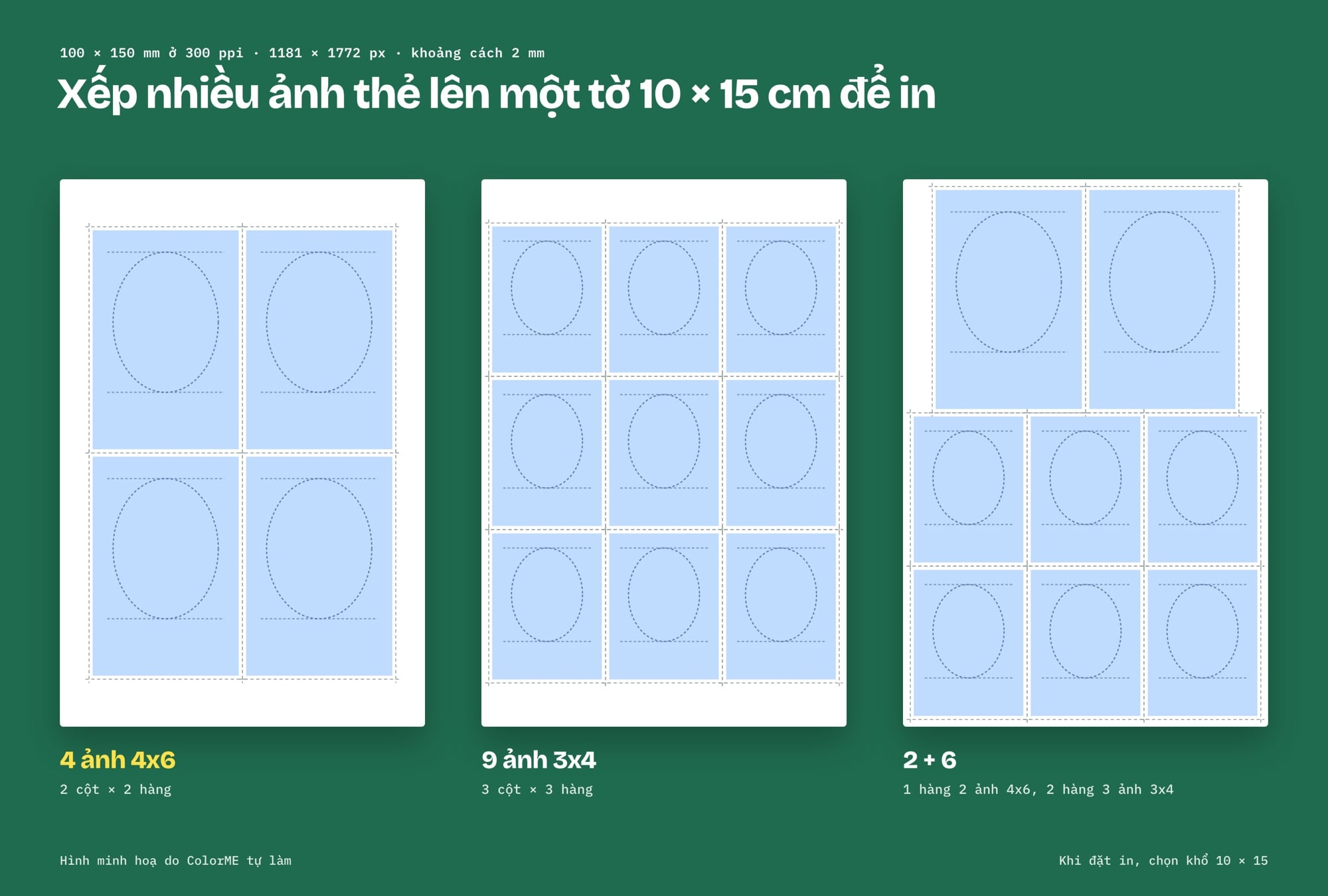 Xếp ảnh thẻ lên tờ 10x15 để in