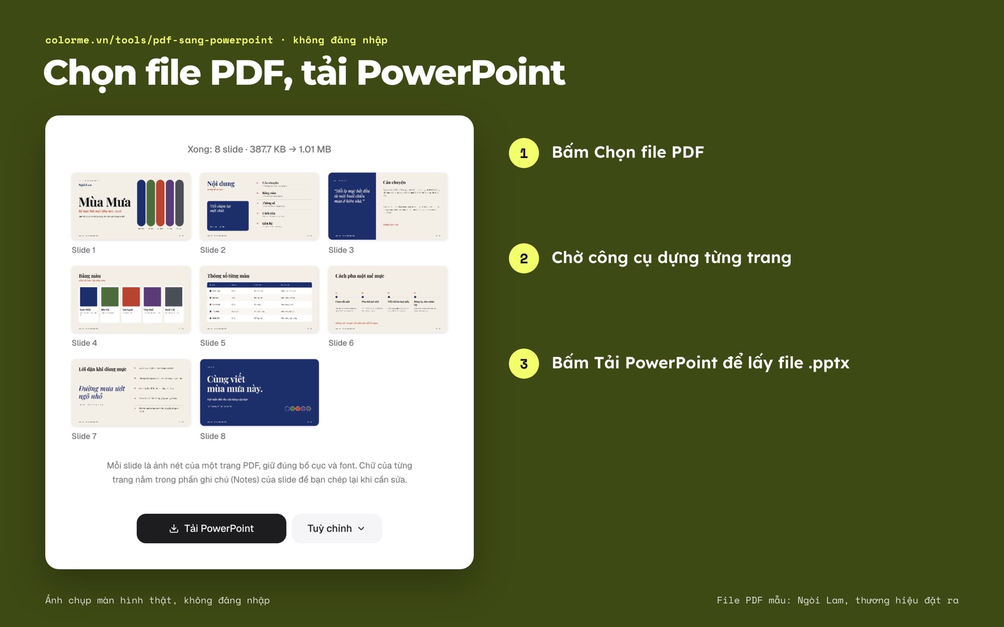 Các bước chuyển PDF sang PowerPoint trên ColorME