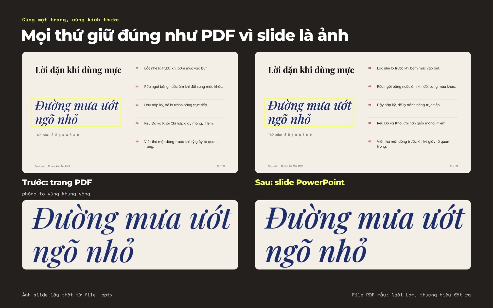 So sánh trang PDF gốc và slide PowerPoint sau khi chuyển