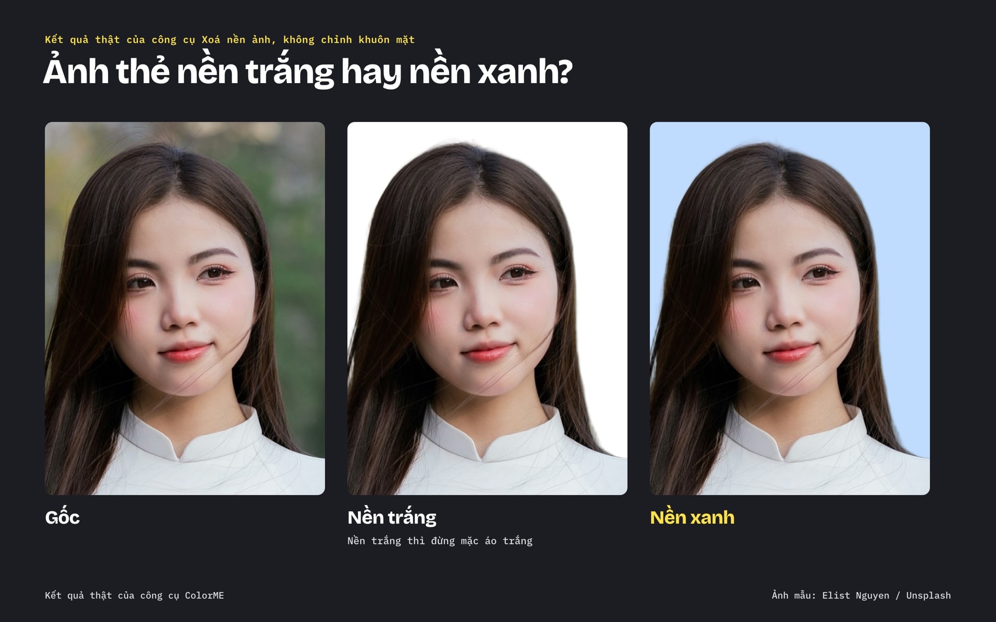 Ảnh thẻ trước và sau khi đổi nền trắng, nền xanh
